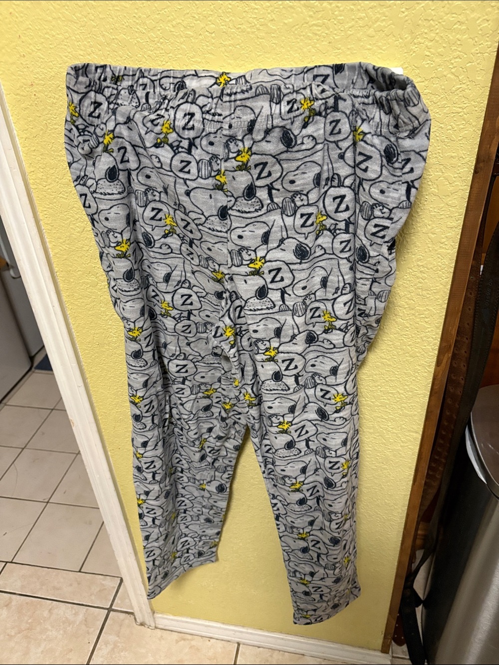 Peanuts Grey Snoopy & Woodstock Pajama Pants with Yellow Accents